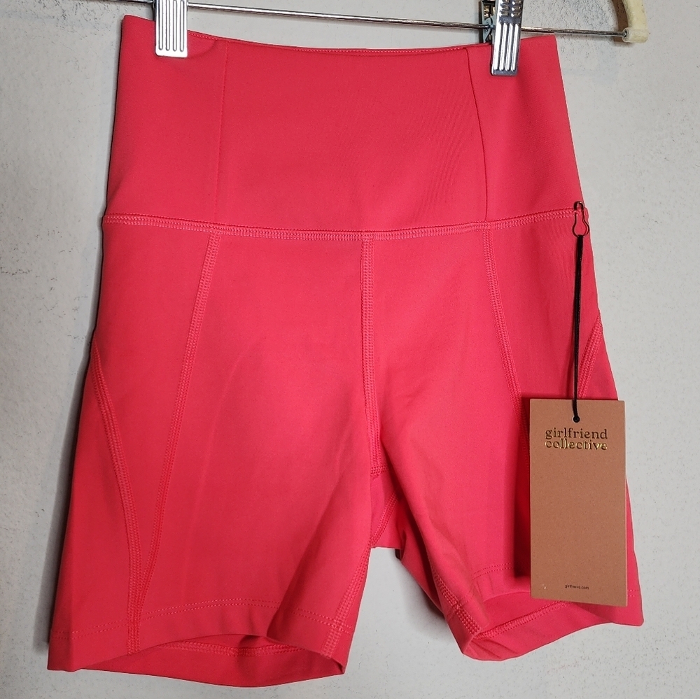 NWT Girlfriend Collective 4" Pink biker active shorts 1 interior pocket size‎ xs